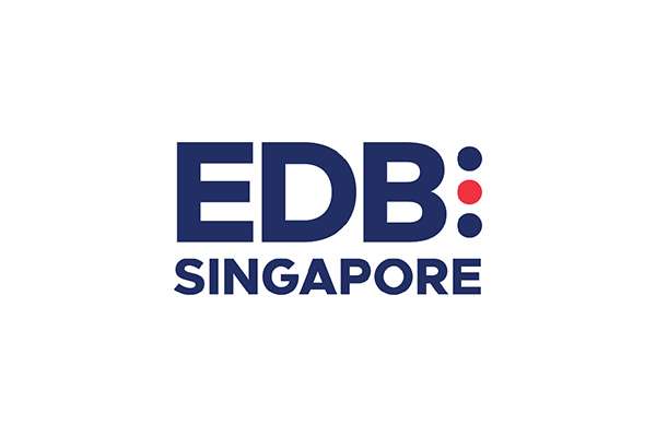 EDB Singapore logo in navy with red accent on final letter.